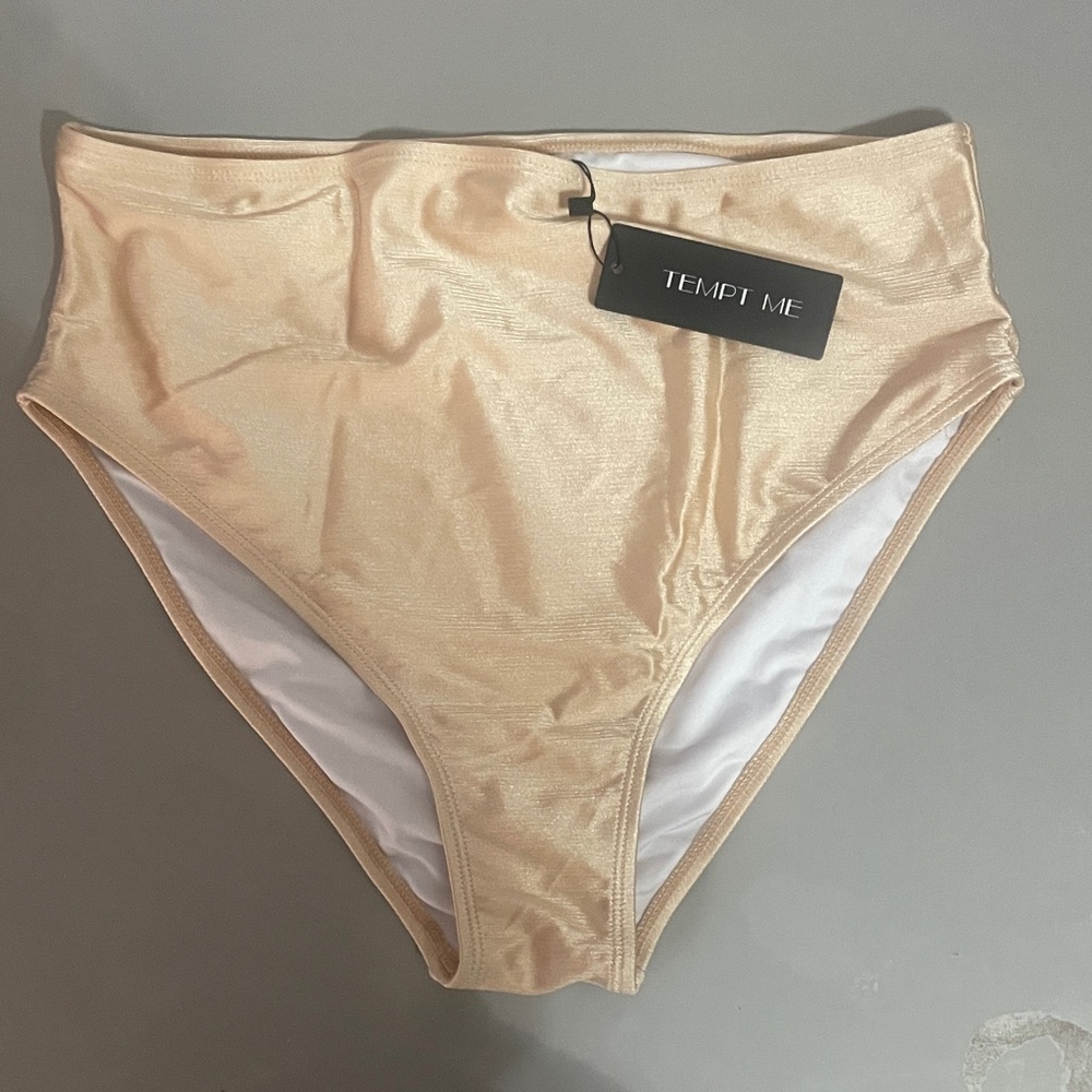 Tempt Me Women's Tan High-Waisted Bikini Bottom